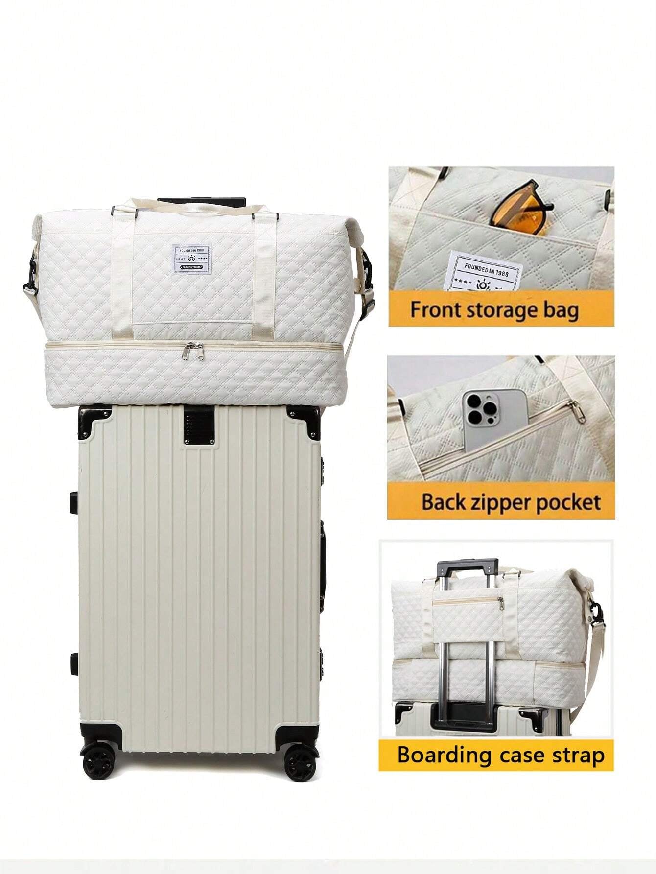 2PCS Large Capacity Travel Duffel Bag, Wet and Dry Separation Fitness Bag, Weekend Overnight Shoulder Bag, Hospital Necessary Mommy Bag, Travel Bag, Holiday Bag, Weekend Bag, Overnight Bag, with a Pull Bar Bag, with Shoe Storage, Boarding Bag, Cosmetics Storage Bag Bag for School School Accessories School Stuff